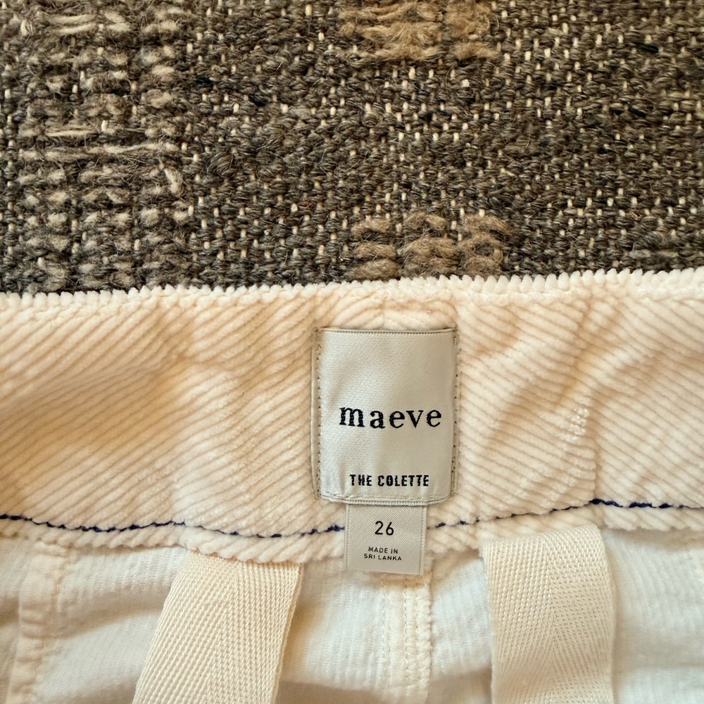 Anthropologie Maeve Colette Corduroy Pants - Ivory - size 26 - Picture 4 of 5